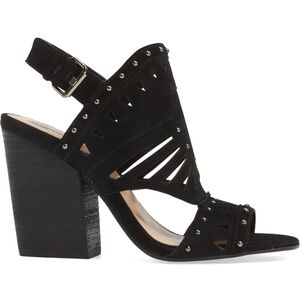 Vince Camuto Reston Sandals Womens Black Leather Block Heel Strap